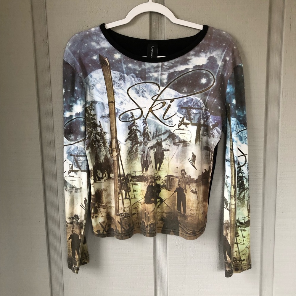 Sansegal Vail  Vintage Ski Scene Long Sleeve Top Medium